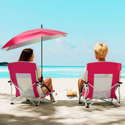 Portable Beach Umbrella Chair with Adjustable Parasol-Pink