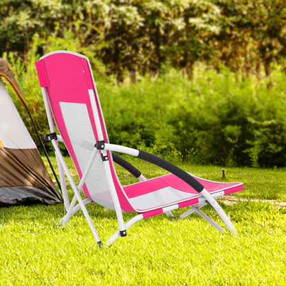 Portable Beach Umbrella Chair with Adjustable Parasol-Pink