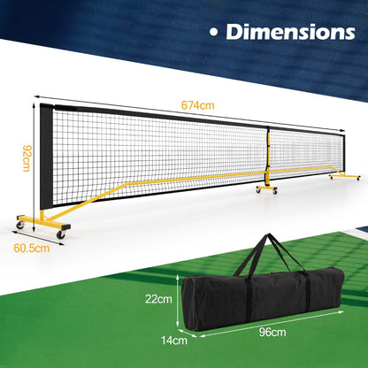 Portable Regulation Size Pickle Ball Net System with 6 Lockable Wheels