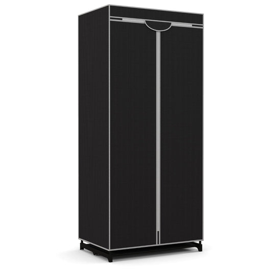 Single Canvas Wardrobe with Dust-proof Cover-Black