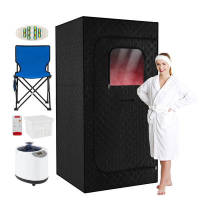 Portable Steam Sauna Box Extra-Large Tent 3L/1200W Fast-Heat Steamer-Black