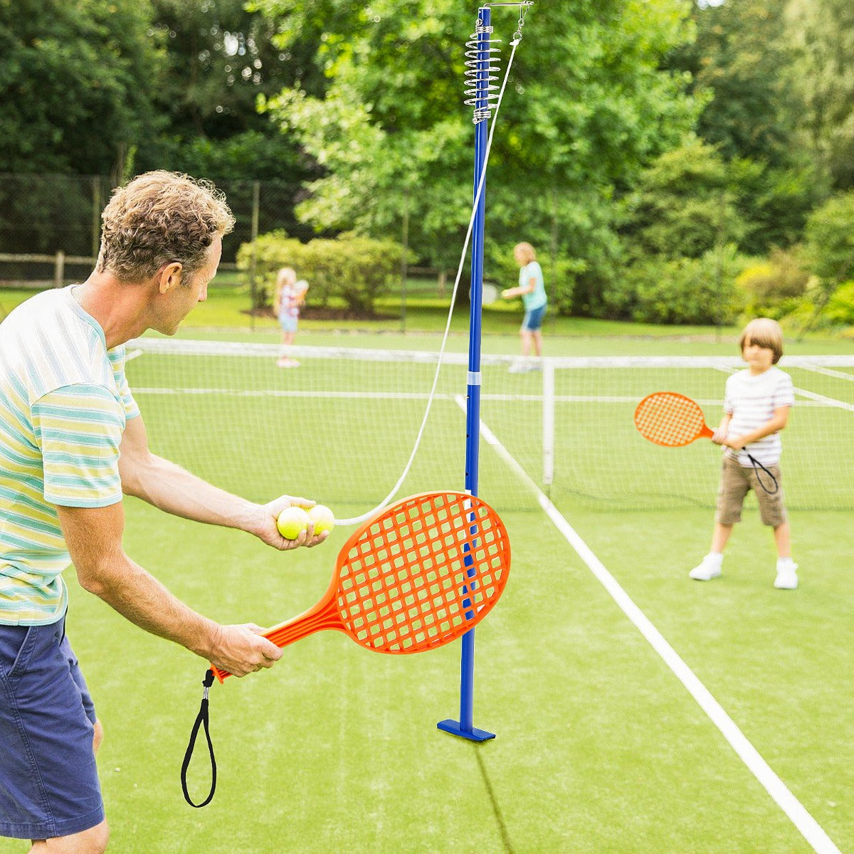 3-Level Height-Adjustable Portable Tetherball Set with Ball