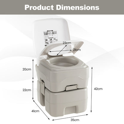Portable Toilet with 20 L Waste Tank and Flush Pump