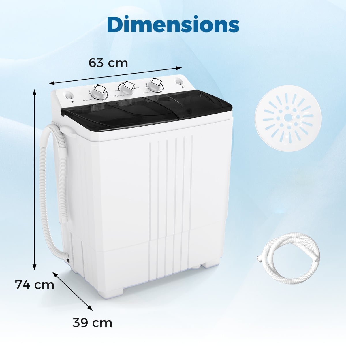Portable Washing Machine with Drain Pump for Apartment Dorm-Black