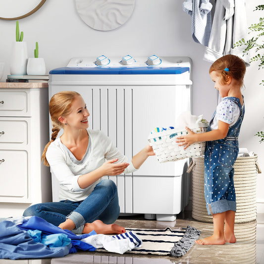 Portable Washing Machine with Drain Pump for Apartment Dorm-Blue