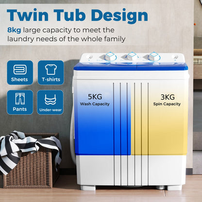 Portable Washing Machine with Drain Pump for Apartment Dorm-Blue