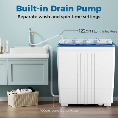 Portable Washing Machine with Drain Pump for Apartment Dorm-Blue