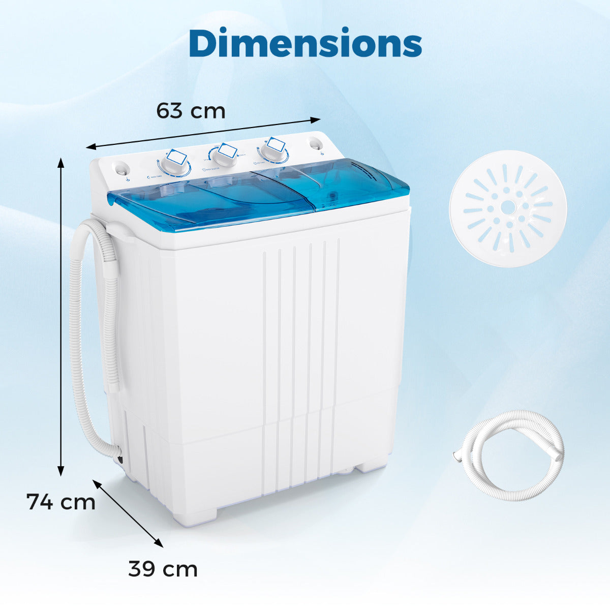 Portable Washing Machine with Drain Pump for Apartment Dorm-Blue