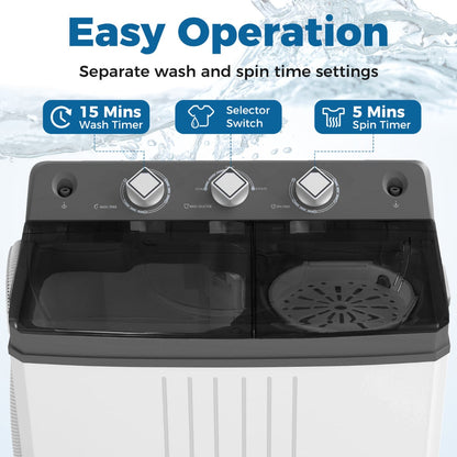 Portable Washing Machine with Drain Pump for Apartment Dorm-Grey