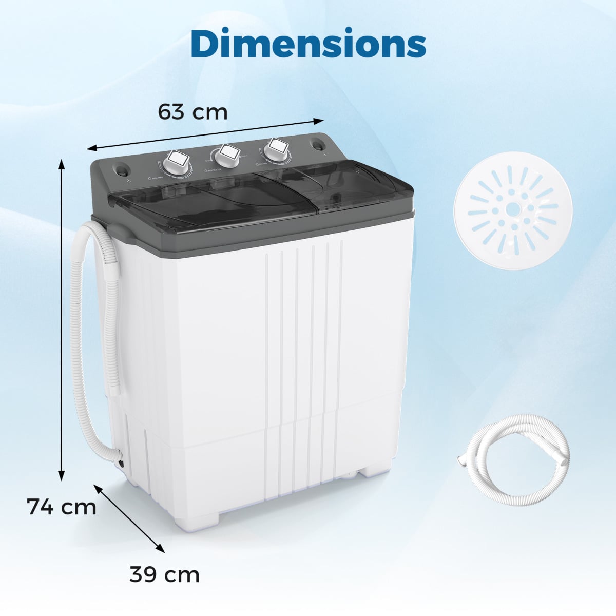 Portable Washing Machine with Drain Pump for Apartment Dorm-Grey