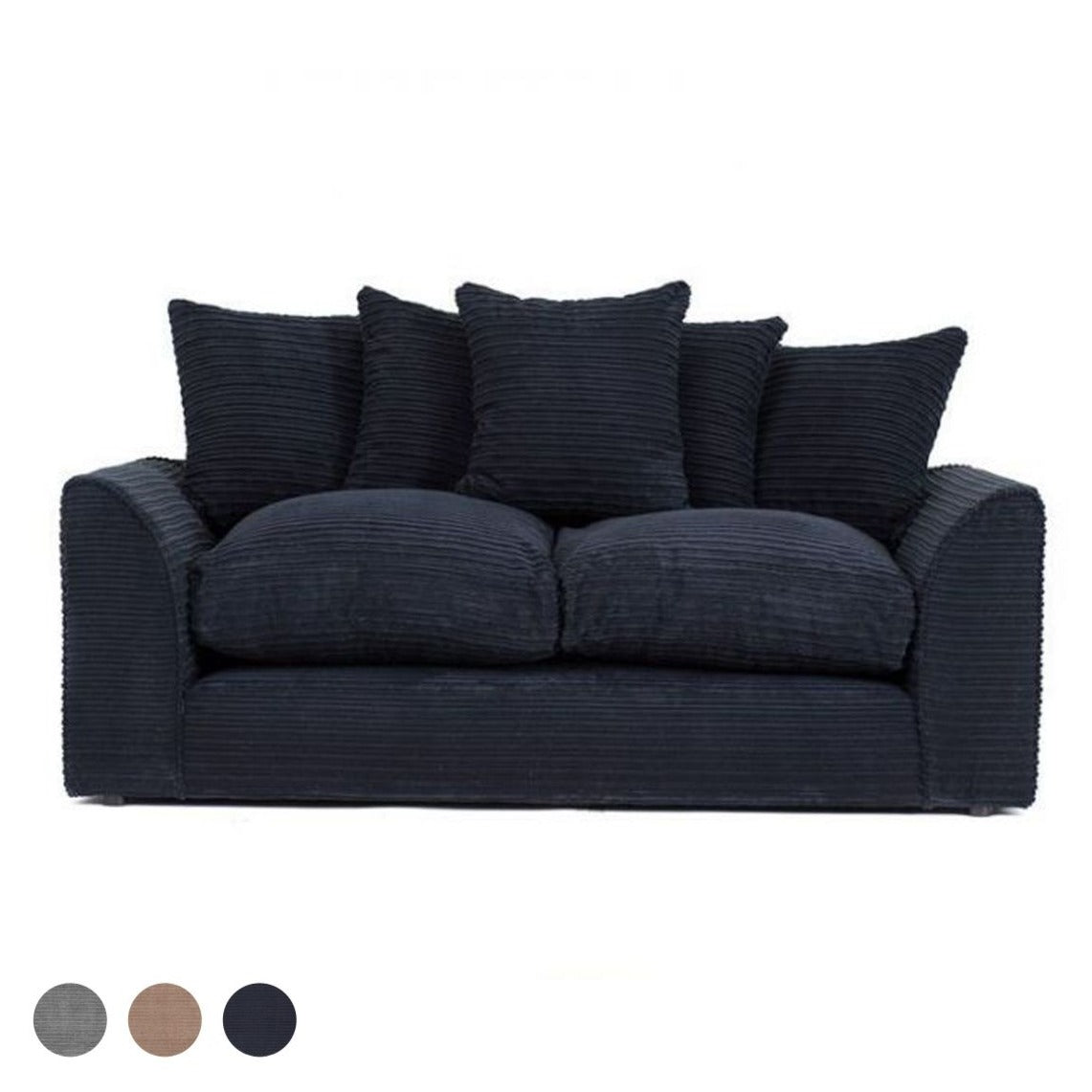 Porto Jumbo Cord 3 Seater Sofa in Black