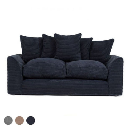Porto Jumbo Cord 3 Seater Sofa in Black