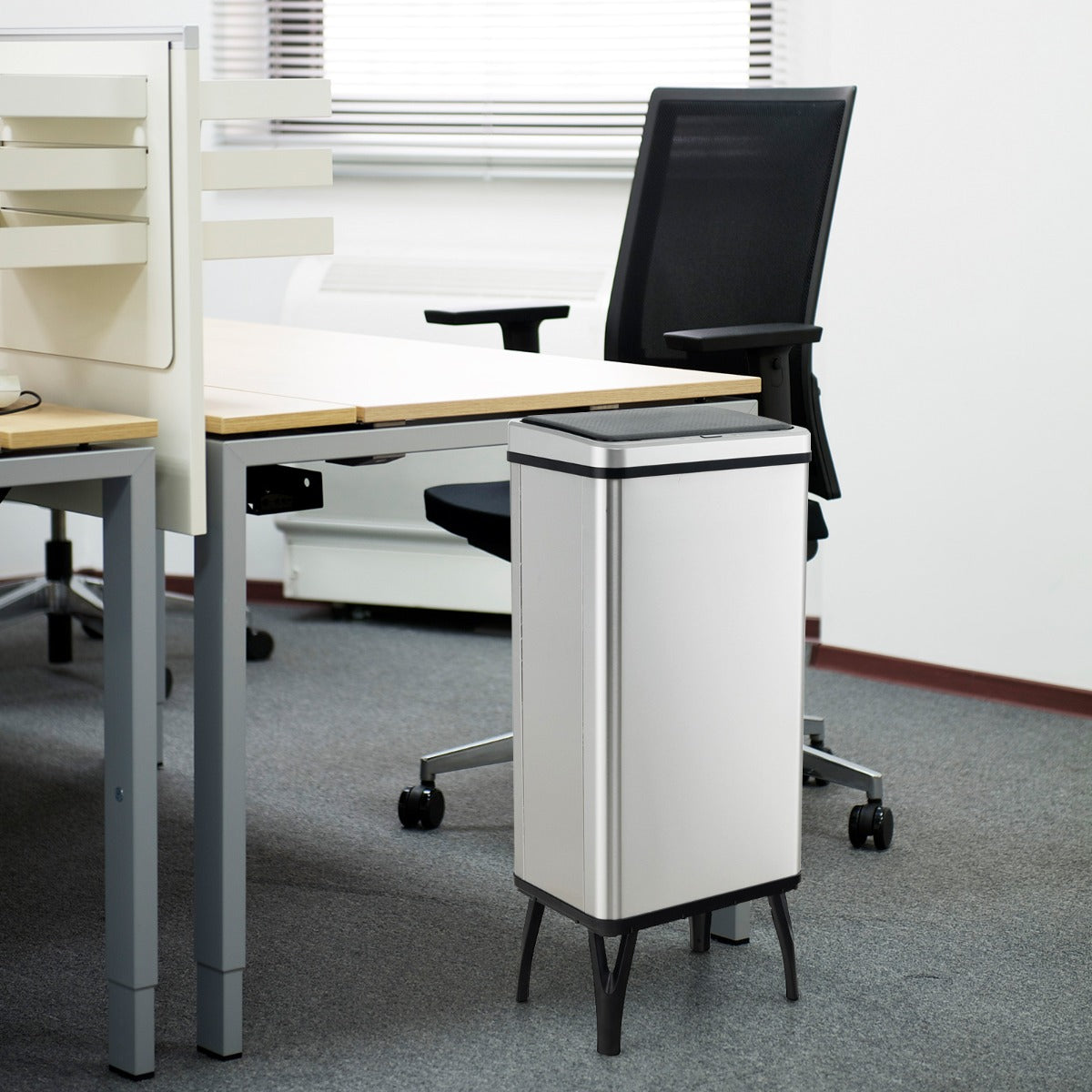 50L Stainless Steel Trash Can Automatic Motion Sensor Garbage Bin-Silver