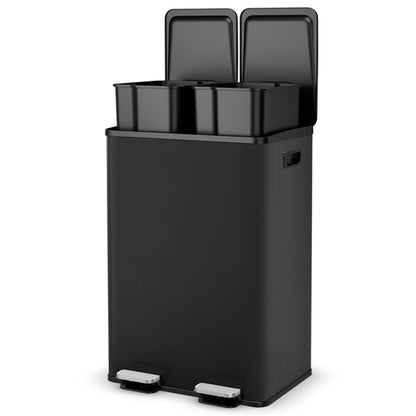 Trash Can with 2 Deodorizer Compartments and Soft Close Lids-Black