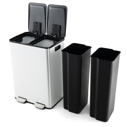 Trash Can with 2 Deodorizer Compartments and Soft Close Lids-White