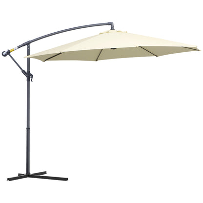 Outsunny 3 m Parasol ogrodowy parasol przeciwsłoneczny Banan wiszący zestaw rattanowy parasol wspornikowy - kremowo-biały