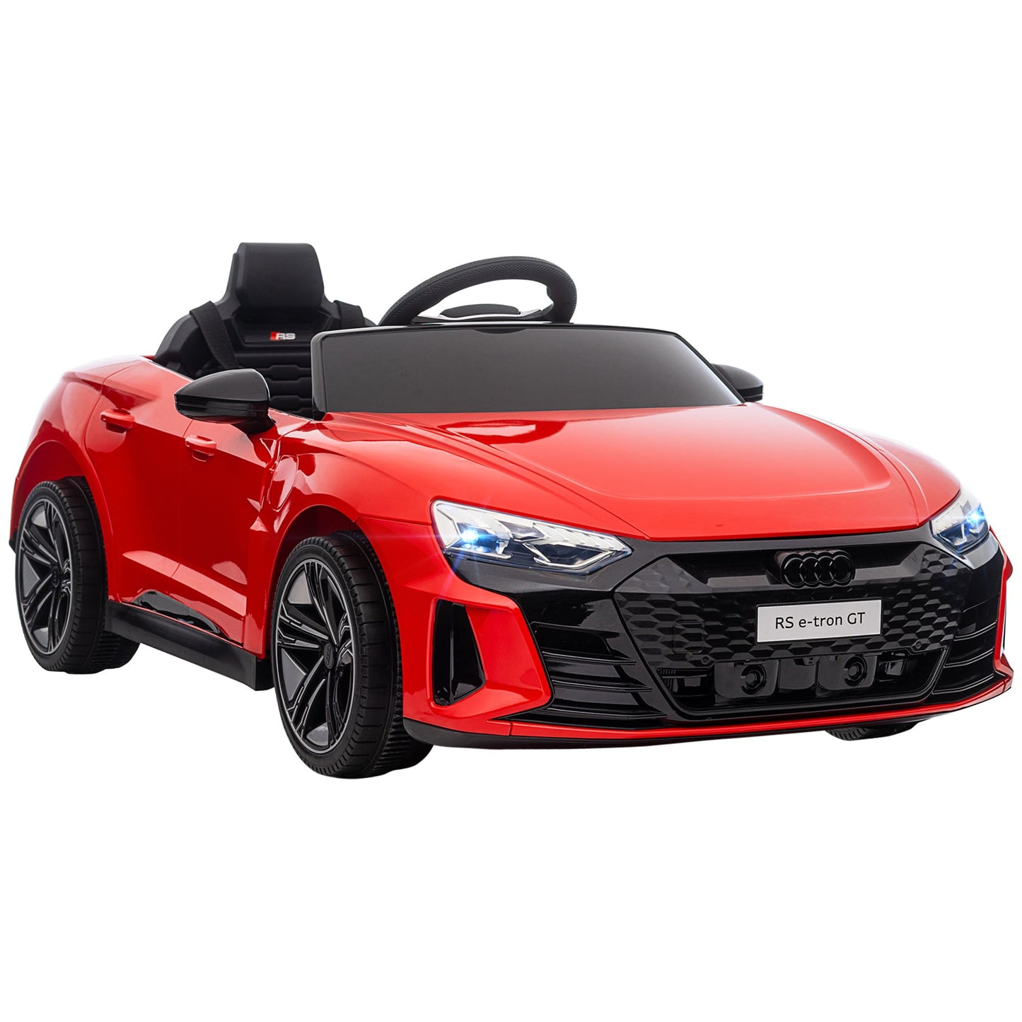 HOMCOM Audi Licencjonowany 12V Elektryczny Jeździk Dla Dzieci, Z Pilotem, Systemem Zawieszenia, Światłami, Muzyką, Silnikiem - Czerwony