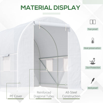 Outsunny 2.5 x 2 x 2 m إطار فولاذي مجلفن كبير في الهواء الطلق حديقة نفق بولي دفيئة - أبيض