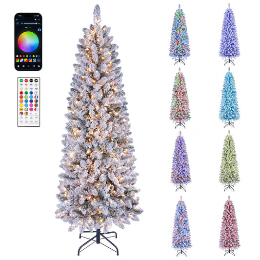 Prelit Artificial Christmas Tree with Smart RGB 350/250 Warm White LED Lights-180cm