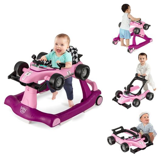 4 in 1 Baby Walker Foldable with Adjustable Height 15kg Load Capacity Purple