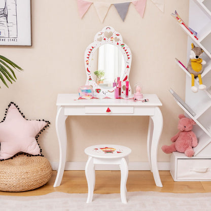 2-in-1 Kids Vanity Set with Mirror and Drawer
