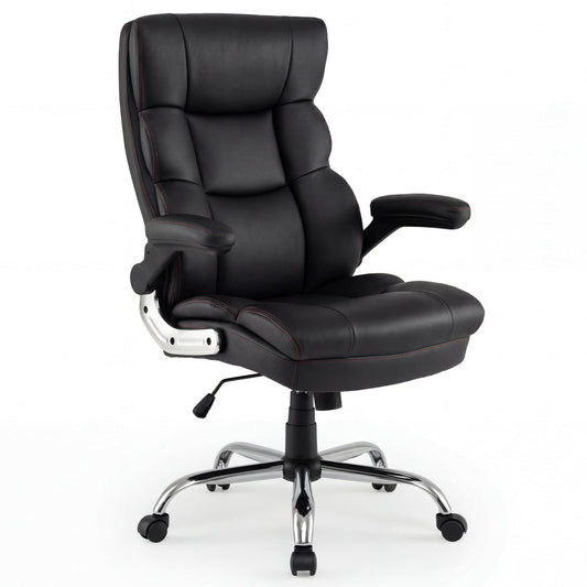 PU Leather Ergonomic Computer Desk Chair in Black