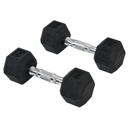 HOMCOM 2x5kg Rubber Dumbbell Sports Hex Weights Sets Gym Fitness Lifting Home