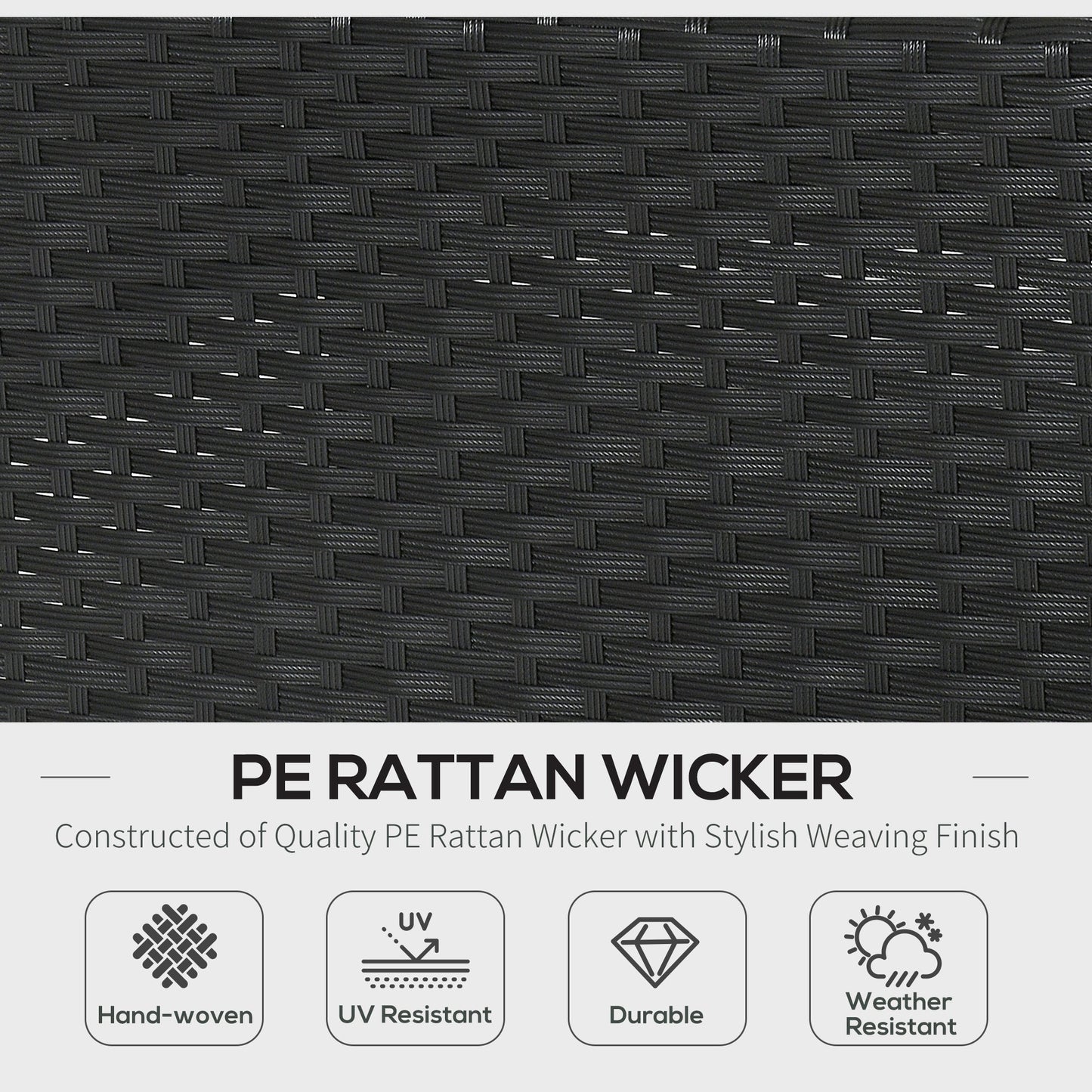 Outsunny White Rattan Garden Furniture 4-Seater Outdoor Sofa Set with Coffee Table - White