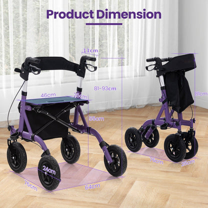 Foldable Rolling Walker with Seat-Purple