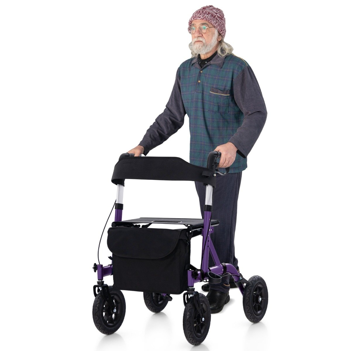 Foldable Rolling Walker with Seat-Purple