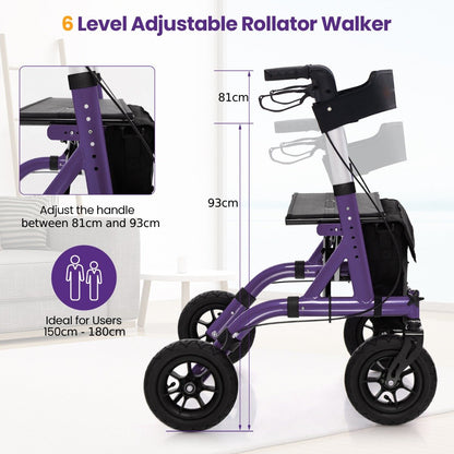 Foldable Rolling Walker with Seat-Purple