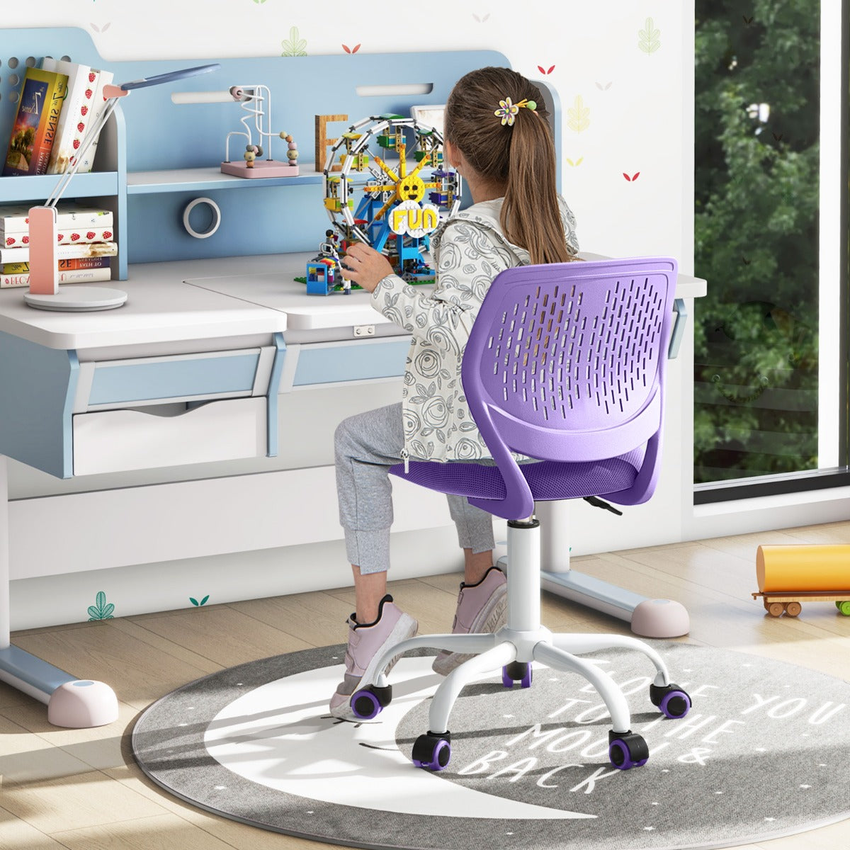 Ergonomic Children Study Chair with Adjustable Height-Purple