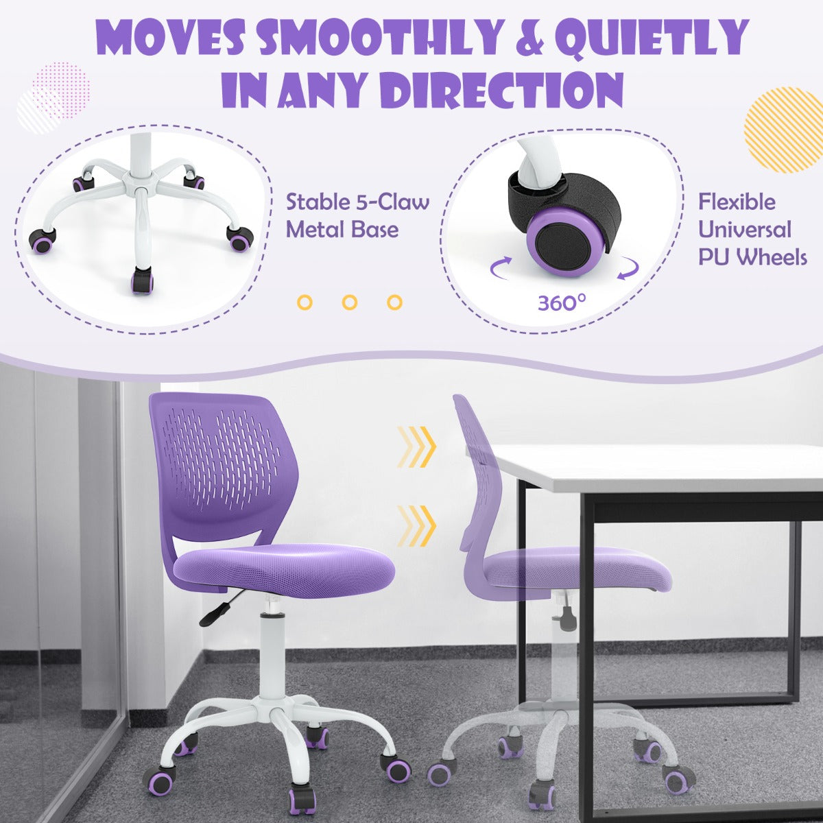 Ergonomic Children Study Chair with Adjustable Height-Purple