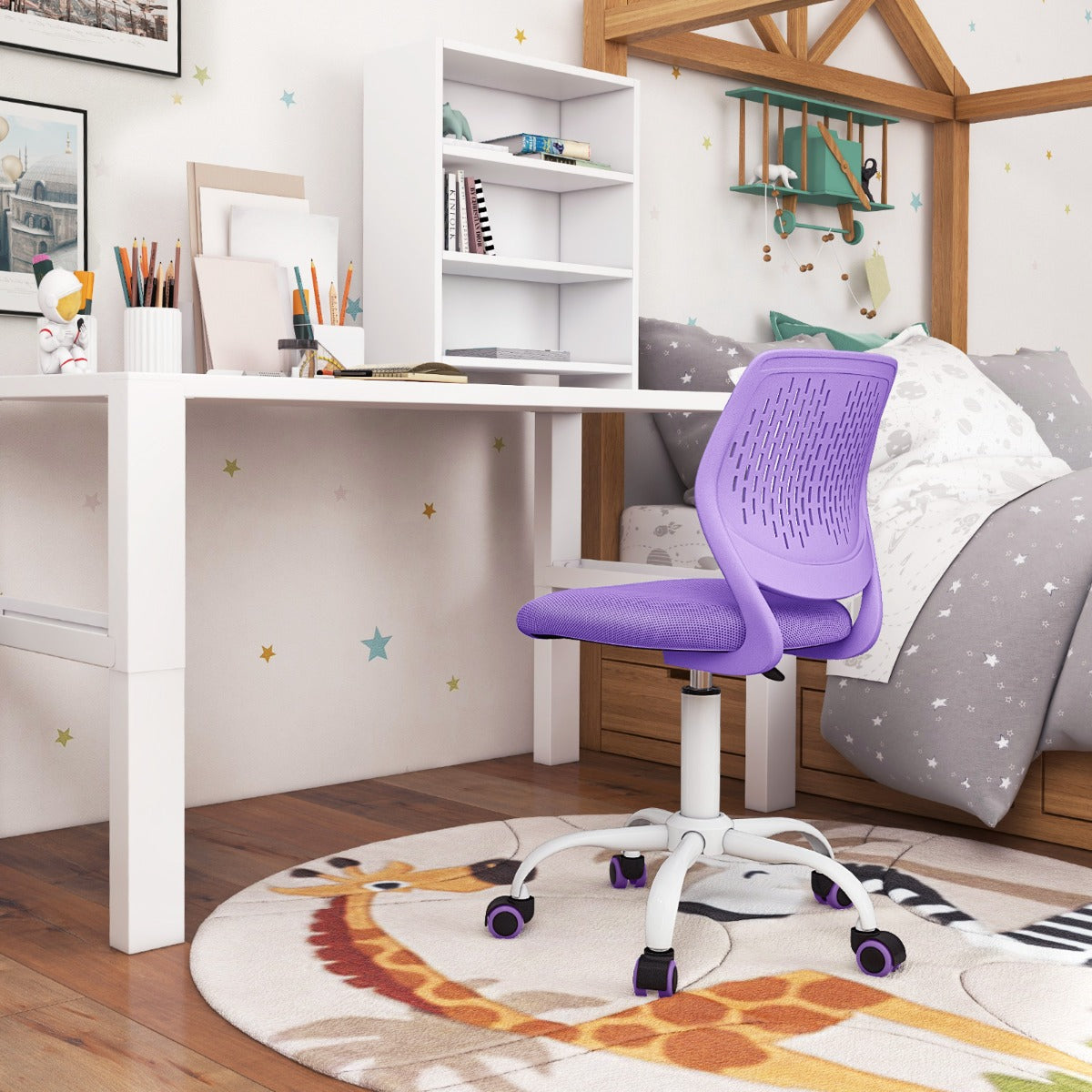 Ergonomic Children Study Chair with Adjustable Height-Purple