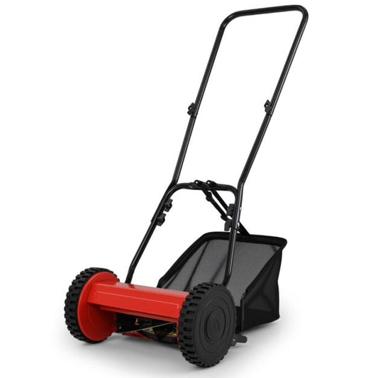Cylinder mower hand-held lawn mower with 30 cm cutting width 18.5 liter grass catcher red