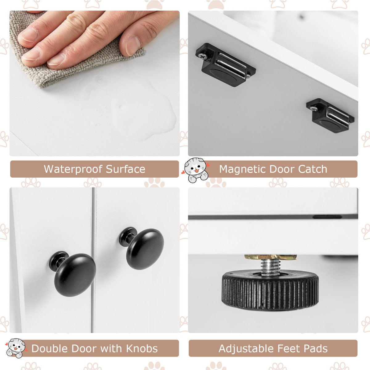 Cat Tree with Litter Box Enclosure with Cat Condo-White