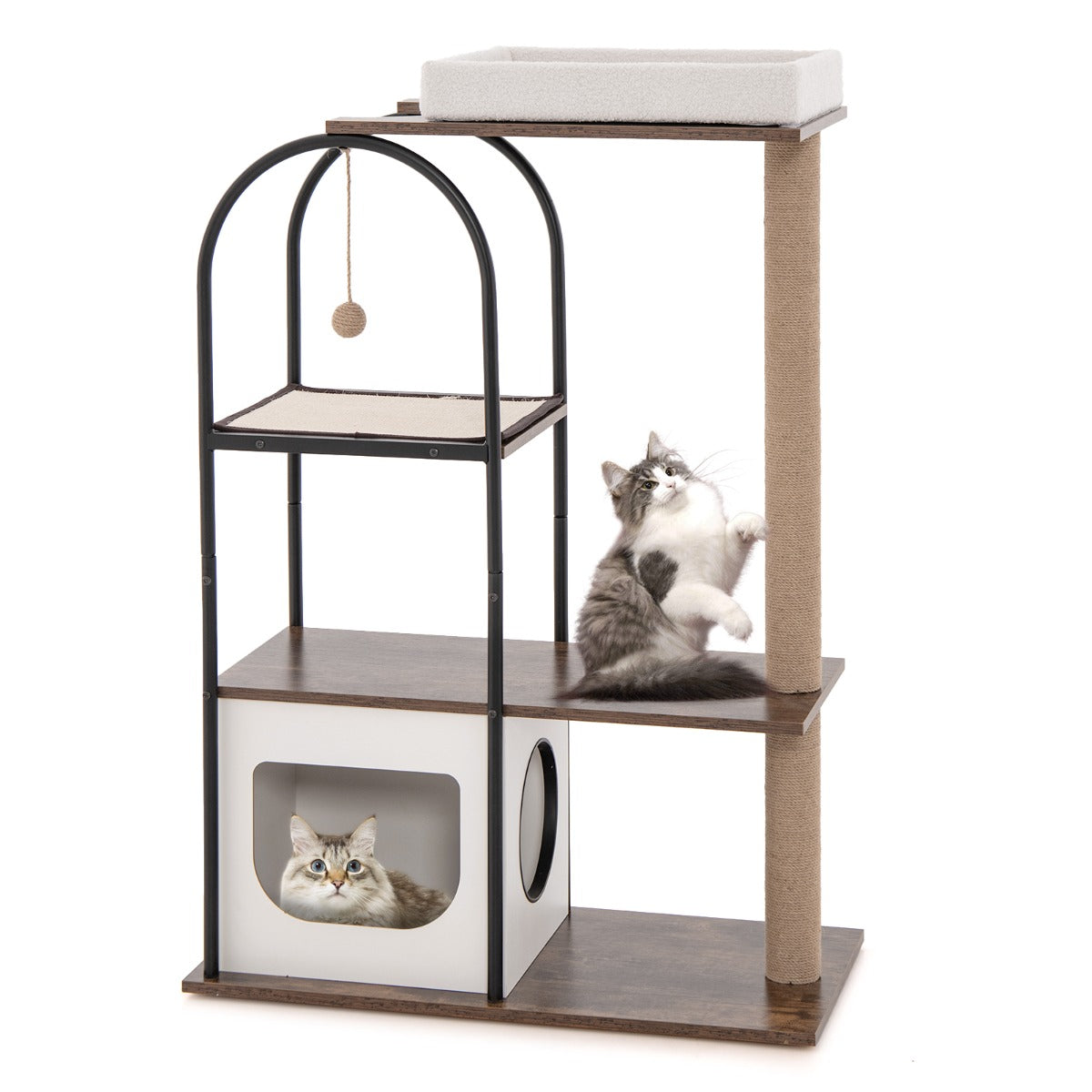 118 cm Tall Cat Tree Tower with Metal Frame-White