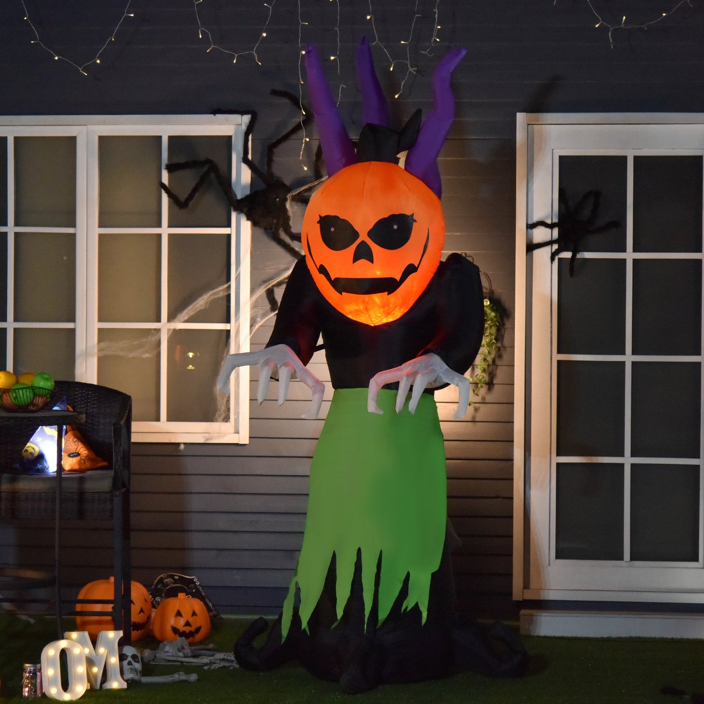 HOMCOM Halloween Dynia Duch Nadmuchiwane Światła LED Akcesoria Straszny Upiór Na Zewnątrz Dzieci Impreza Temat Wyświetlacz
