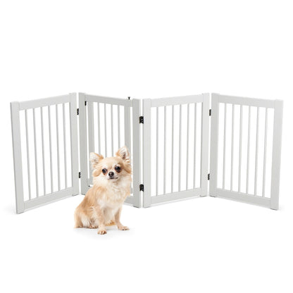 4 Panel Folding Dog Fence with Walk Through Door-White