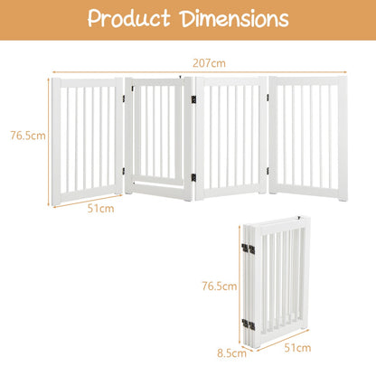 4 Panel Folding Dog Fence with Walk Through Door-White