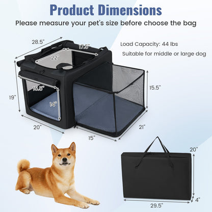 Foldable Dog Crate with Openings and Window Mesh Inner Basket-M