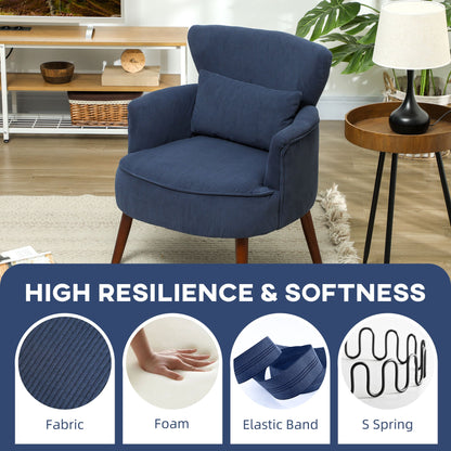 HOMCOM Corduroy Retro Accent Chair - Niebieski