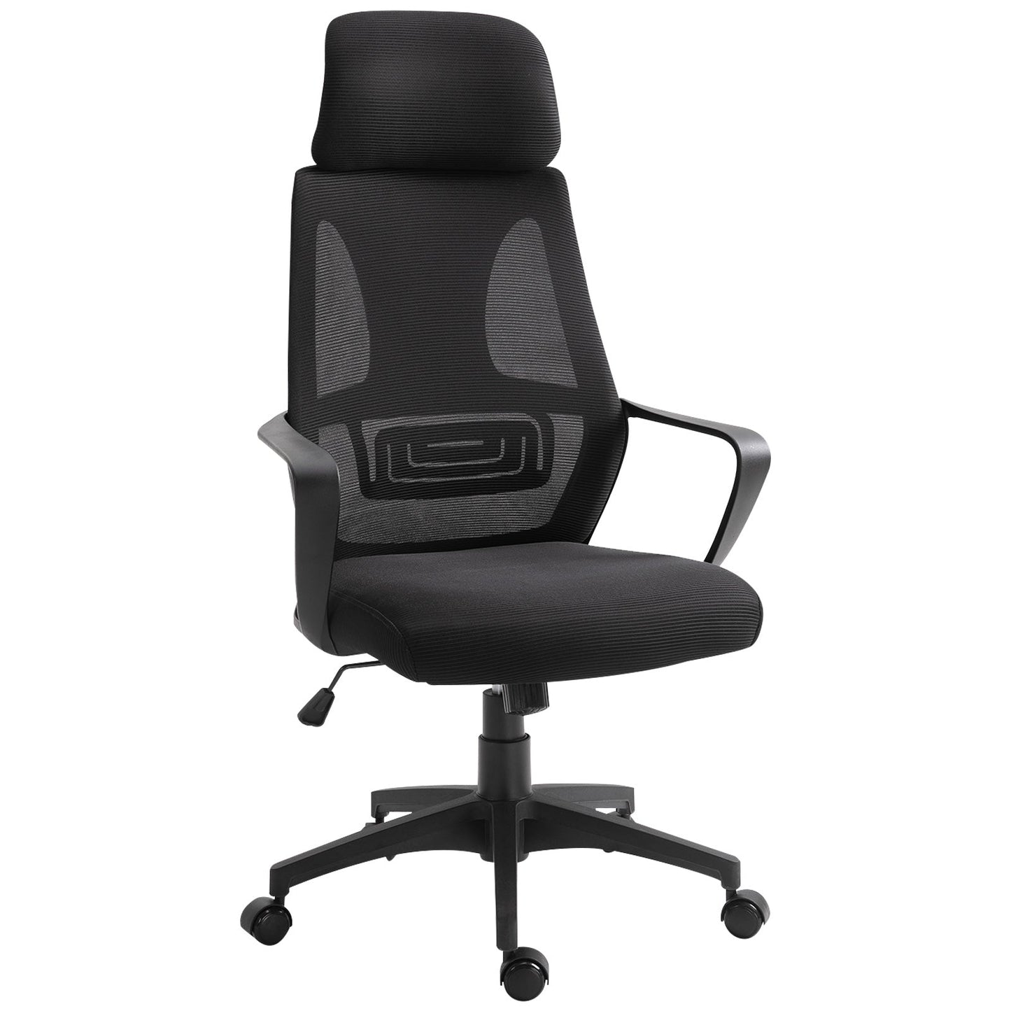 Vinsetto High Back Office Chair with Headrest, Adjustable Height, Mesh Material for Office Use, Black