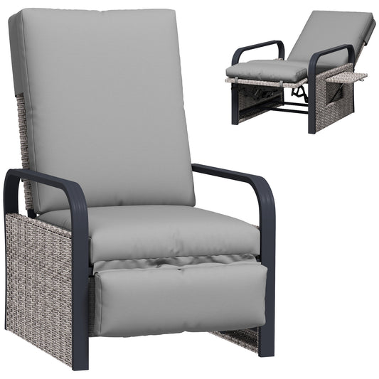 Outsunny 140√Ç¬∞ Reclining Rattan Armchair - Mixed Grey