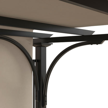 Outsunny 3 x 3(m) Pergola zewnętrzna, ogrodowa pergola z regulowanym zadaszeniem, beżowa