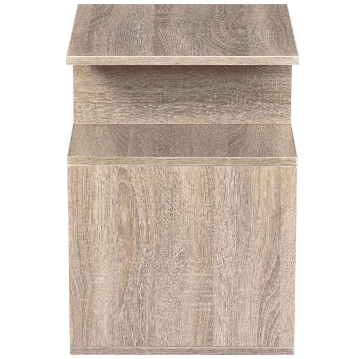 HOMCOM Side Table, 3 Tier End Table with Open Storage Shelves, Living Room Coffee Table Organiser Unit, Oak Colour