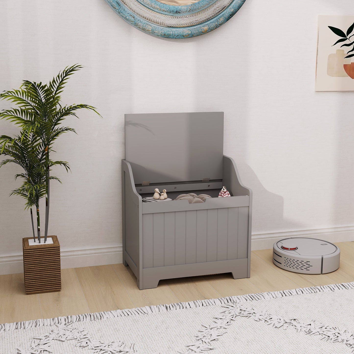 HOMCOM 61L Home Storage Chest - Grey