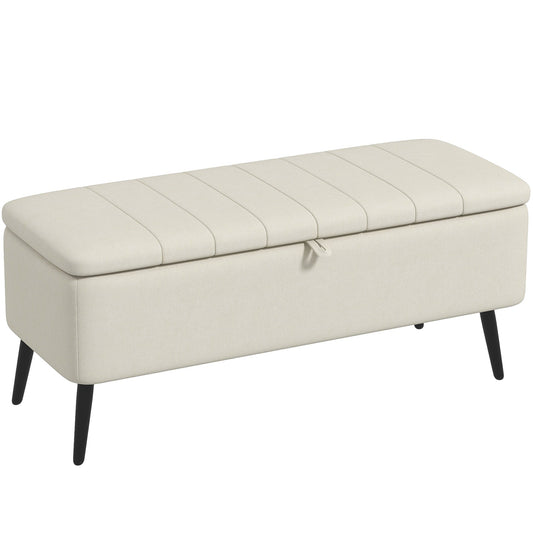 Pufa HOMCOM Linen-Look 92 x 31 cm do przechowywania - kremowo-biała