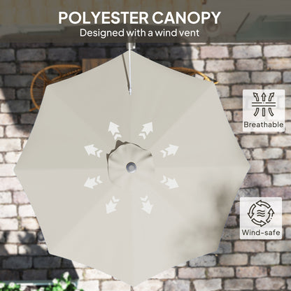 Outsunny 3(m) Parasol ścienny z uchwytem - jasnoszary