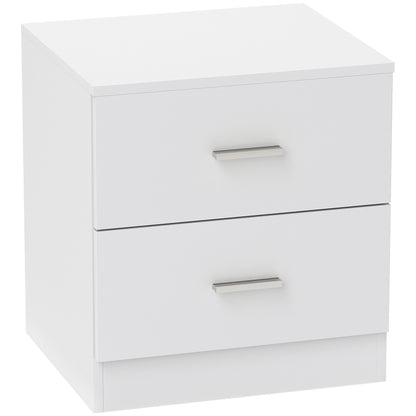 HOMCOM Bedside Table with 2 Drawers, Modern Nightstand, Cabinet Drawers Side Storage Unit for Bedroom, Living Room